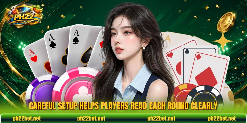 Careful setup helps players read each round clearly