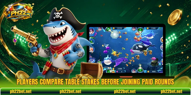 Players compare table stakes before joining paid rounds Players compare table stakes before joining paid rounds