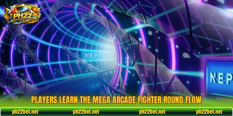 Players learn the Mega Arcade Fighter round flow Players learn the Mega Arcade Fighter round flow