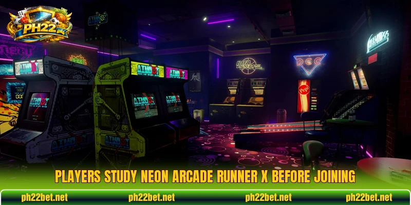 Players study Neon Arcade Runner X before joining